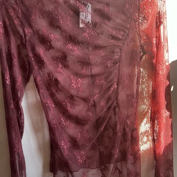 Free People Women’s Sheer Long Sleeve Top Large - Picture 2 of 2